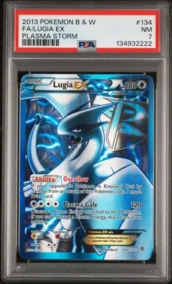 2013 POKEMON B&W PLASMA STORM #134 FULL ART/LUGIA EX PSA 7 - Image 1