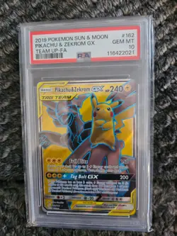 2019 Pokemon Pikachu & Zekrom GX 162/181 Sun & Moon Team-Up- FA Rare PSA 10 - Image 1
