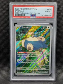 Snorlax SVP EN #051 PSA 8 NM-MINT Pokemon 151 PC ETB exclusive Stamped Promo - Image 1