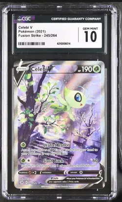 Pokemon Celebi V 245/264 Fusion Strike Alt Art CGC 10 - Image 1