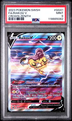 2023 POKEMON SWORD & SHIELD CROWN ZENITH #GG41 FULL ART/RAIKOU V PSA 9 - Image 1