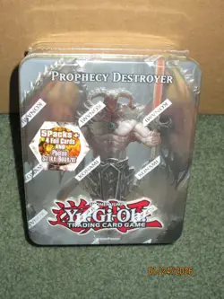 Yugioh 2012 Tin Prophecy Destroyer + 5 packs + 4 Super Rares Factory Sealed - Image 1
