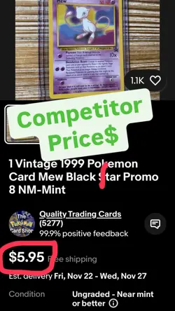 1 Vintage 1999 Pokemon Card Mew Black Star Promo - Image 2