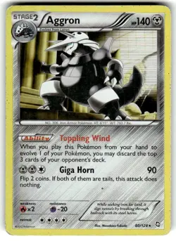Aggron 80/124 - Black & White Dragons Exhaulted Holo Rare Pokemon Card HP - Image 1