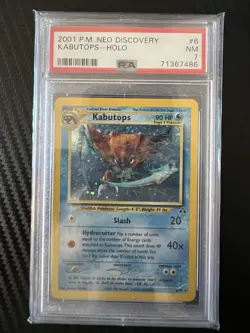 Pokemon 2001 Neo Discovery Kabutops Unlimited Holo PSA 7 - Image 1
