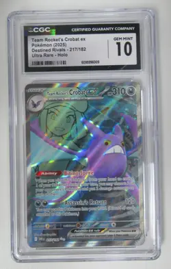 2025 Pokemon Destined Rivals DR Team Rocket's Crobat ex 217/182 CGC 10 - Image 1