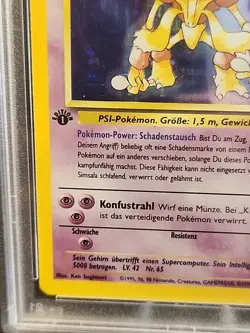 SIMSALA 1999 Pokemon GERMAN 1st Edition Alakazam Holo PSA 7 NM - Image 4