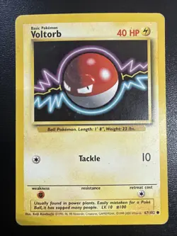 FREE SHIPPING Voltorb - 67/102 - Common - 4th Print English Pokemon Base Set - Image 1