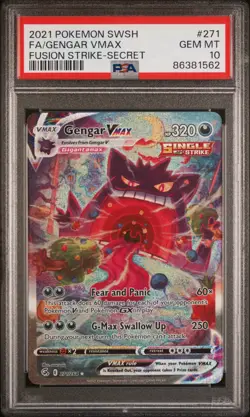 2021 Pokemon Gengar VMAX Alternate Art Secret Fusion Strike #271 PSA 10 - Image 1