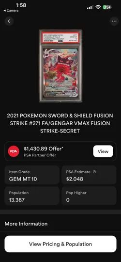 2021 Pokemon Gengar VMAX Alternate Art Secret Fusion Strike #271 PSA 10 - Image 4