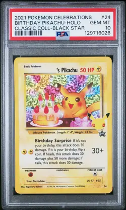 2021 POKEMON CELEBRATIONS CLASSIC COLL #24 BIRTHDAY PIKACHU-HOLO PSA 10 - Image 1