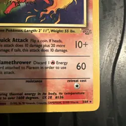 Pokemon TCG Flareon Jungle 3/64 Holo Unlimited Holo Rare - Image 3
