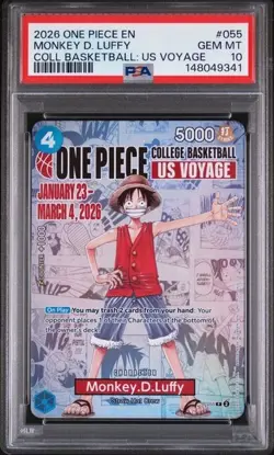 2026 One Piece Promos P-055 Monkey D. Luffy College Basketball Voyage PSA 10 - Image 1