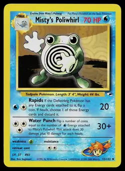 Pokemon Card - Misty's Poliwhirl Gym Heroes 53/132 Uncommon - Image 1