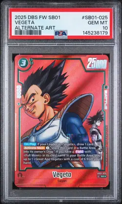 2025 DRAGON BALL SUPER CARD GAME FUSION WORLD MANGA BOOSTER 01 VEGETA PSA 10 - Image 1