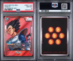 2025 DRAGON BALL SUPER CARD GAME FUSION WORLD MANGA BOOSTER 01 VEGETA PSA 10 - Image 3