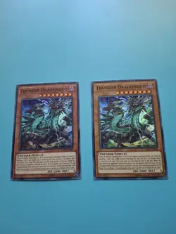 Yugioh Cards - (2) Thunder Dragonduo Super Rare Unlimited Ed. SOFU-EN022 MP/LP - Image 1