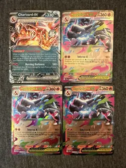 Mega Charizard X ex Pokemon TCG 4 Card Lot 013/094 Me02: Phantasmal Flames & 196 - Image 1