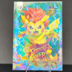 2025 Pikachu Cosplay Street Fighter CRACKED ICE Pokemon Card 160 - Image 1