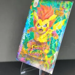 2025 Pikachu Cosplay Street Fighter CRACKED ICE Pokemon Card 160 - Image 4