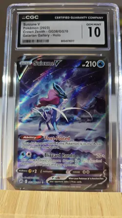 CGC 10 Suicune V GG38/GG70 Pokemon Crown Zenith 2023 English - Image 1