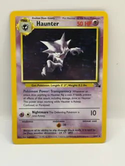Haunter 6/62 Fossil Holo Pokemon TCG 50 HP 1999 Wizards Base Set - Image 2
