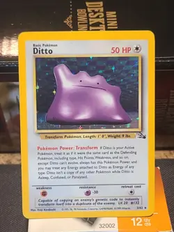 Pokemon TCG Ditto Fossil 3/62 Holo Unlimited Holo Rare - Image 1