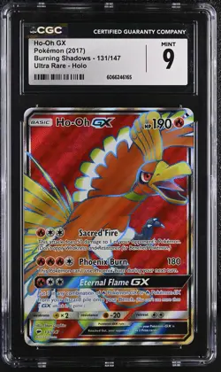 CGC 9 MINT Ho-Oh GX 2017 Burning Shadows 131/147 Ultra Rare Holo Pokemon Card - Image 1