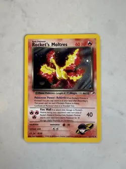 Rockets Moltres 12/132 Holo Rare Card Gym Heroes Pokemon TCG LP Very Nice - Image 1