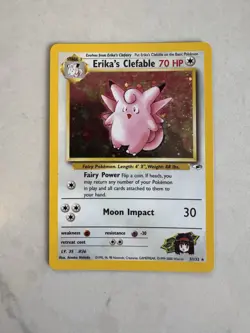 Pokemon Erika's Clefable Gym Heroes 003/132 Holo Rare Card LP Nice - Image 1