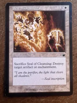 MAGIC THE GATHERING NEMESIS SEAL OF CLEANSING LIGHTLY PLAYED Buy More And Save - Image 1