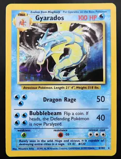 POKEMON GYARADOS 6/102 HOLO BASE SET 1999 WIZARDS MP - Image 1