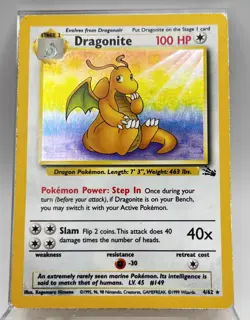 Dragonite 4/62 Holo Rare Pokemon Card Fossil 1999 LP/MP - Image 1