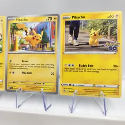 (4) Pikachu Cards Lost Origin, Silver Tempest, Paldea Evolved, Pokemon GO TCG NM - Image 3