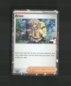 Arven 166/198 Scarlet & Violet Cosmos Holo Rare Stamped SWIRL Pokemon Card NM - Image 1