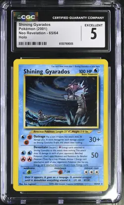 CGC 5 Shining Gyarados 65/64 Holo Neo Revelation Pokemon Card - Image 1