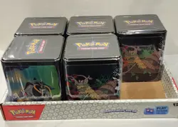 POKEMON 2025 STACKING TIN LOT Of 5. 15 BOOSTER PACKS NEW FACTORY SEALED! - Image 1