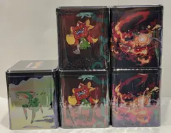 POKEMON 2025 STACKING TIN LOT Of 5. 15 BOOSTER PACKS NEW FACTORY SEALED! - Image 5