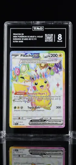 2024 POKEMON SV SURGING SPARKS - SSP EN #219/191 PIKACHU EX TAG 8 PSA - Image 1