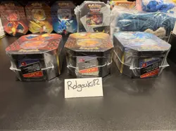 Pokemon Hidden Fates GX Tins Art Set of 3 Full Sealed Charizard Raichu Gyarados - Image 5