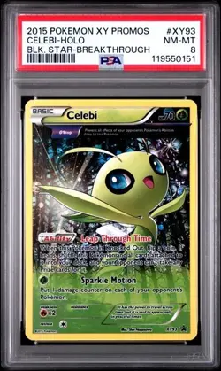 🔥 2015 Pokemon XY Black Star Promo Celebi Holo #XY93 PSA 8 - Image 1