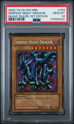 Yu-Gi-Oh! Serpent Night Dragon MRL-103 1st Edition PSA 10 Gem Mint-Secret Rare - Image 1