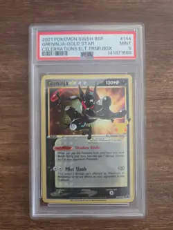 PSA 9 Gold Star Greninja SWSH144 Celebrations Black Star Pokemon TCG Graded Card - Image 1