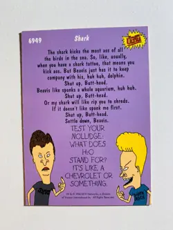 1994 MTV FLEER ULTRA BEAVIS AND BUTT-HEAD #6949 SHARK NM-MT CARD - Image 2