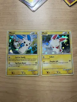Pokemon TCG Plusle & Minun HGSS16 HGSS17 Cracked Ice Holo Promo LP/MP - Image 1