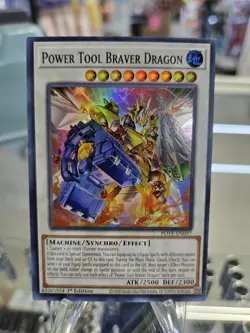 Yugioh Power Tool Braver Dragon POTE-EN097 Super Rare 1st Ed NM - Image 1