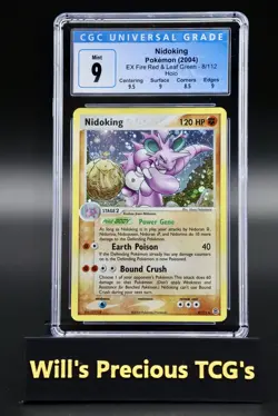 CGC 9 Nidoking 8/112 EX Fire Red & Leaf Green 2004 Holo Pokemon Card Mint SWIRL - Image 1