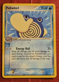 1x Poliwhirl - 68/115 - Common Lightly Played Pokemon EX - Unseen Forces - Image 1