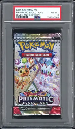 PSA 8 Foil Prismatic Evolutions Booster Pack 2025 Eevee And Sylveon Pokemon - Image 1