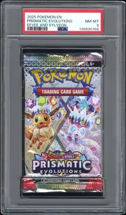 PSA 8 Foil Prismatic Evolutions Booster Pack 2025 Eevee And Sylveon Pokemon - Image 3